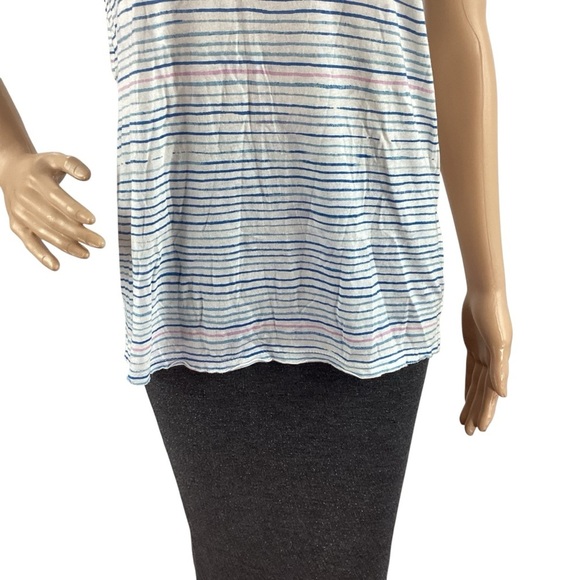 t.la Tillie V-Neck Striped Tee Blue White Short Sleeve Top XS - Picture 3 of 7
